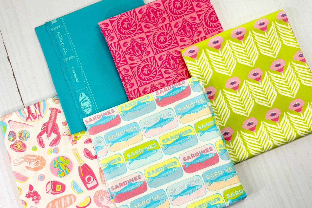 AGF Fat Quarter Set of 5 | Costeira Mar de Sardinhas | Sardines | Art Gallery Fabric | Costeria | Fat Quarter Bundle
