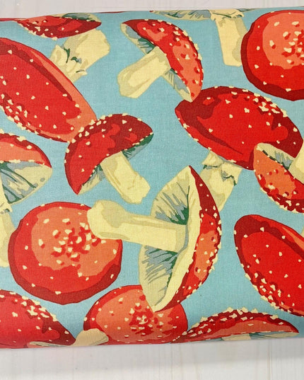 Martha Negley Forage, Toadstool, Free Spirit Fabric, Mushrooms, Cotton, Sold by the Half Yard