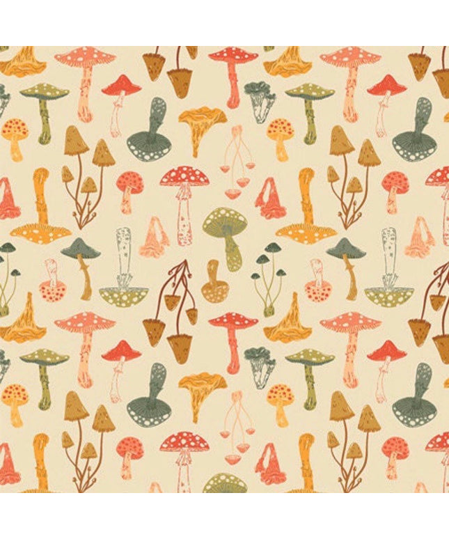 Underwood Sprouts Hazelwood mushrooms fabric by AGF - Mushroom Cotton - Sold by the Half Yard