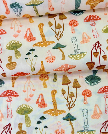 Underwood Sprouts Hazelwood mushrooms fabric by AGF - Mushroom Cotton - Sold by the Half Yard