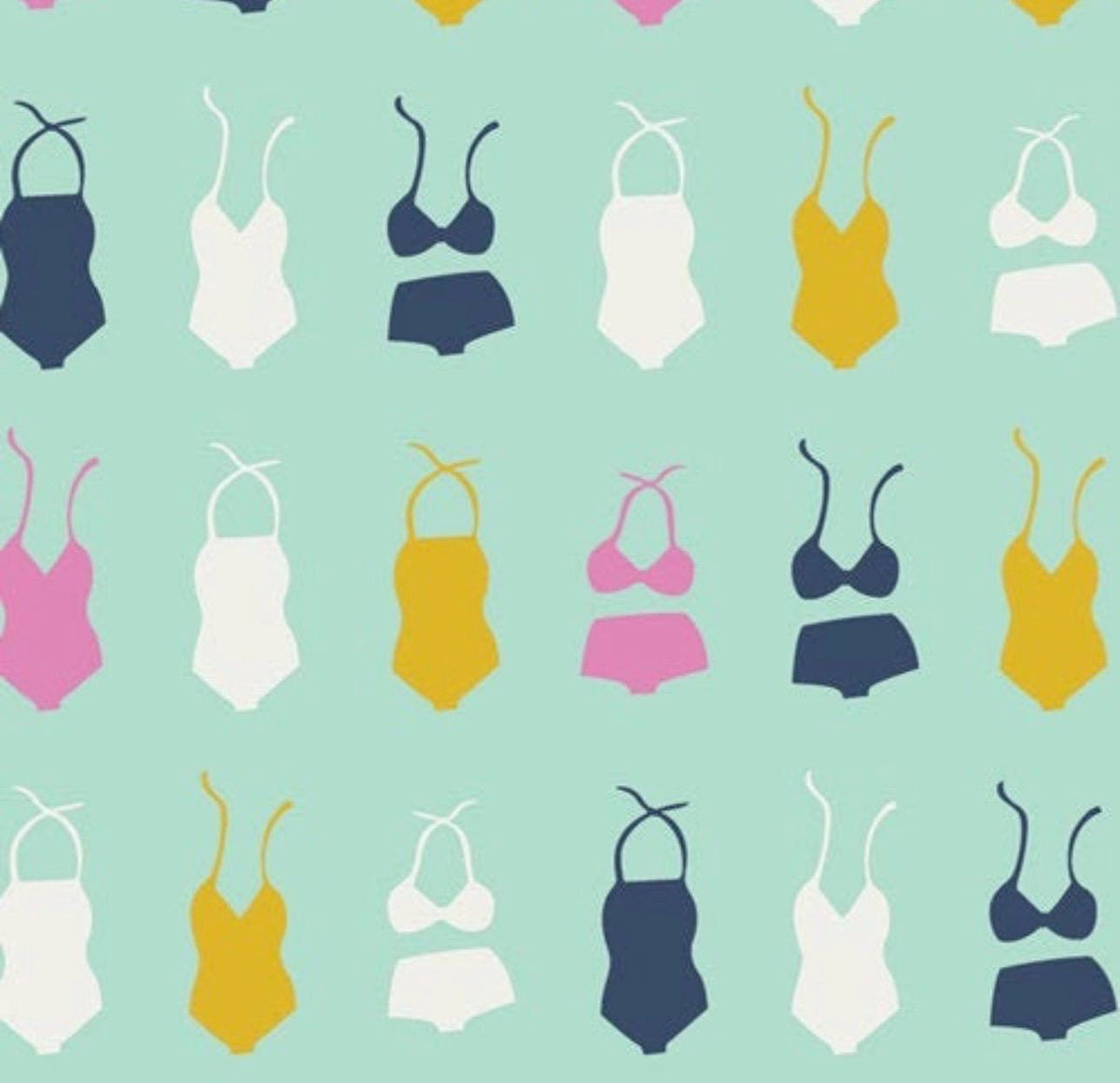Swimsuit Soiree Seafoam, From Summer Side, By Dana Willard for Art Gallery Fabrics, AGF, Sold by the 1/2 yard.