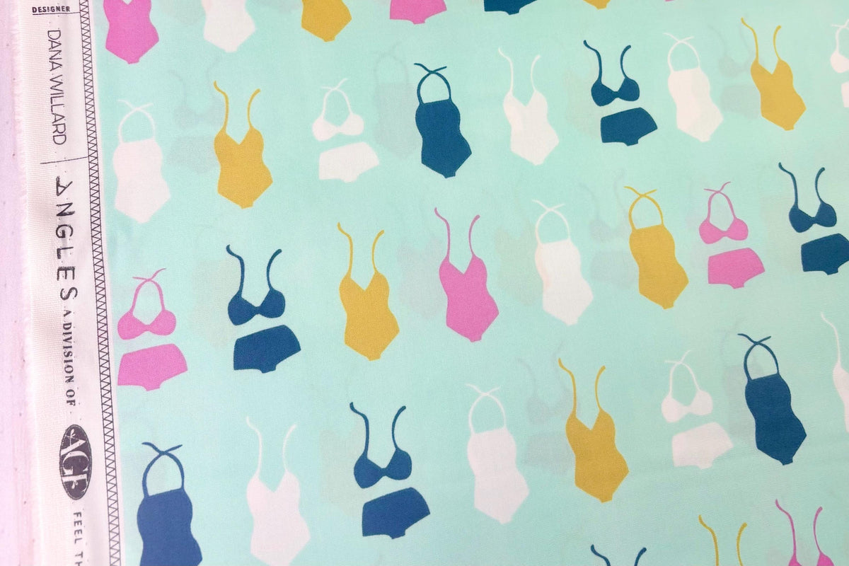 Swimsuit Soiree Seafoam, From Summer Side, By Dana Willard for Art Gallery Fabrics, AGF, Sold by the 1/2 yard.