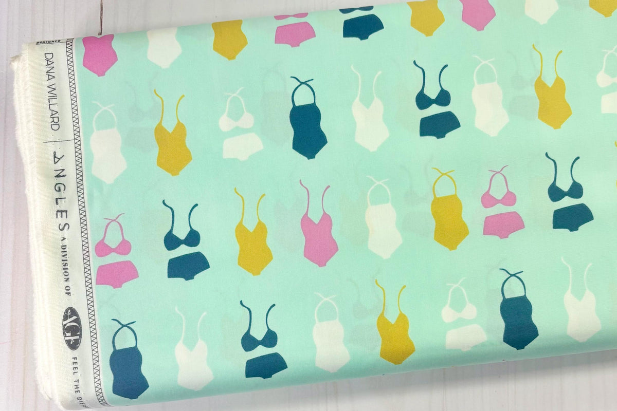 Swimsuit Soiree Seafoam, From Summer Side, By Dana Willard for Art Gallery Fabrics, AGF, Sold by the 1/2 yard.