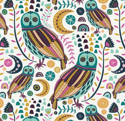 AGF Fabric | Owls fabric | Night in the forest Whimsical owls from Lugu collection Art Gallery | Sold by the Half Yard