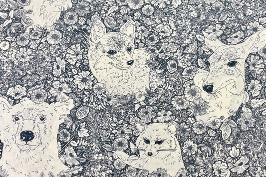 The Open Road Wandering With Bear Blue 100% Cotton Fabric by Bonnie Christine for Art Gallery Fabrics (TOR-23869) | Sold by Half Yard