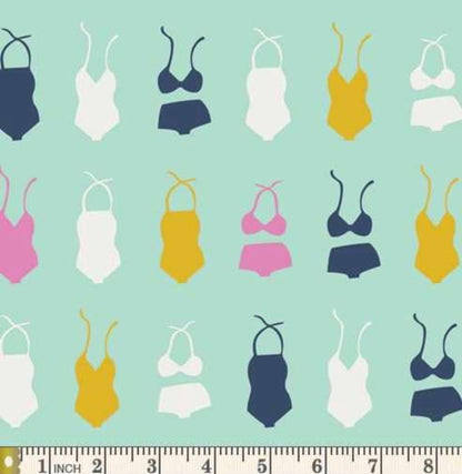 Swimsuit Soiree Seafoam, From Summer Side, By Dana Willard for Art Gallery Fabrics, AGF, Sold by the 1/2 yard.