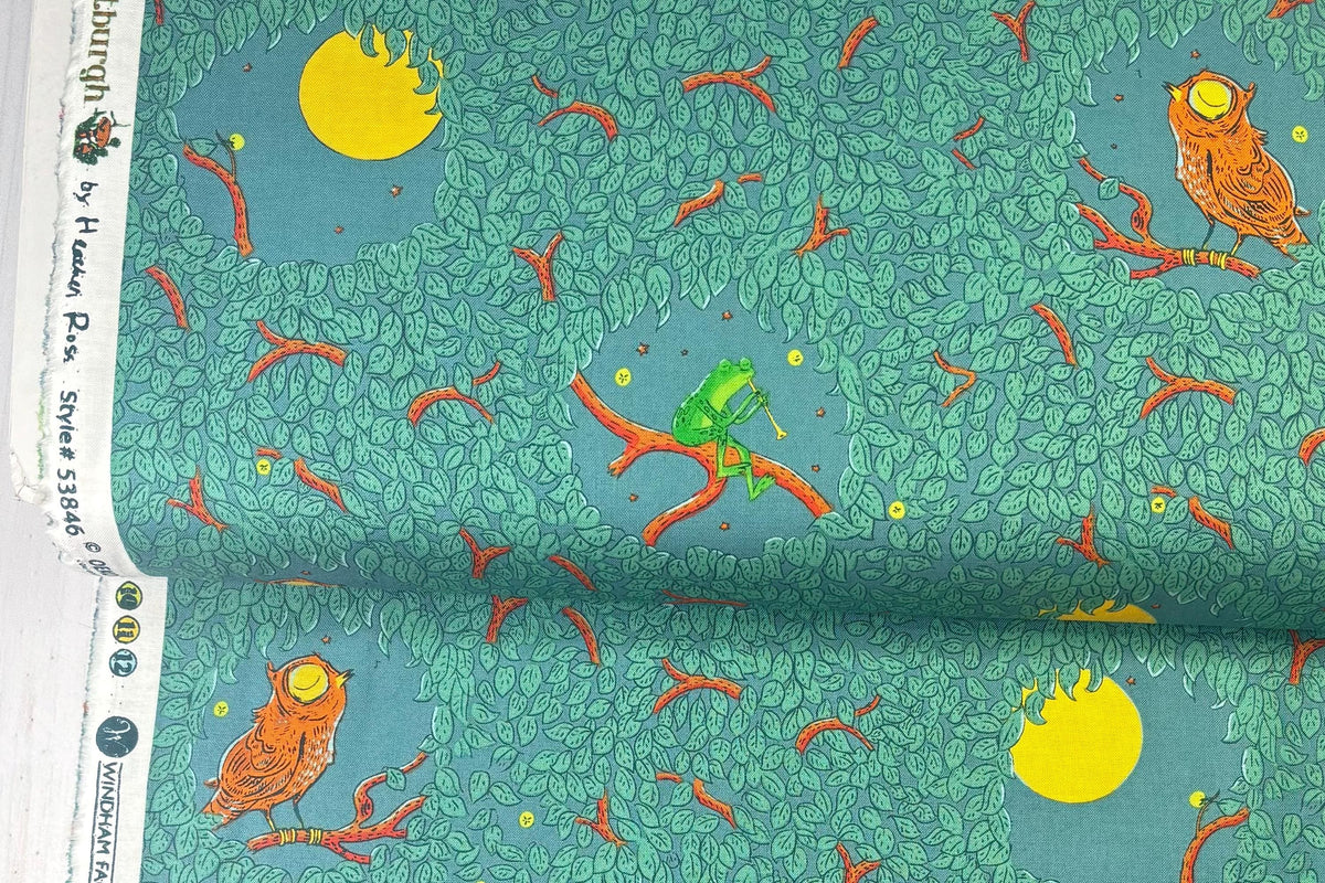 Forestburgh by Heather Ross - Night Music Teal - 53846-7 125 - Sold by the Fat Quarter