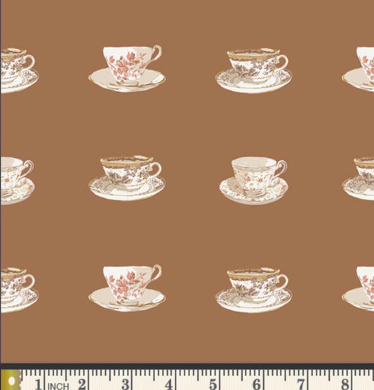 Cup of Tea Fabric Teacup Print SPR-42605 Spruce Collection Sharon Holland Art Gallery Fabrics Quilting Cotton - Sold by Half Yard
