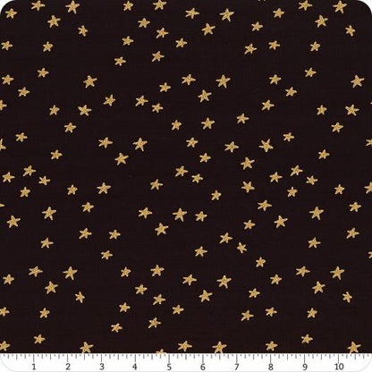 Ruby Star Society - Starry Collection - Starry Gold on Black Metallic - RS4109-50Mn - Sold by Half Yard