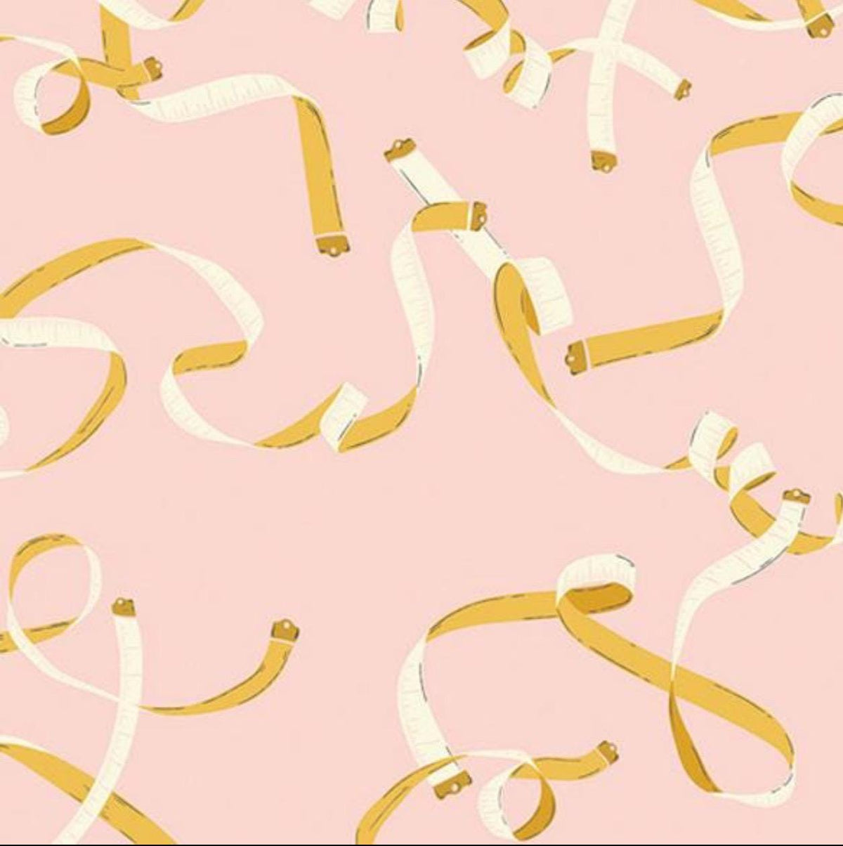 Pink cotton with measuring tapes. Art Gallery Fabrics, Measure Twice Woven fabric, quilt fabric, Sold by Half Yard