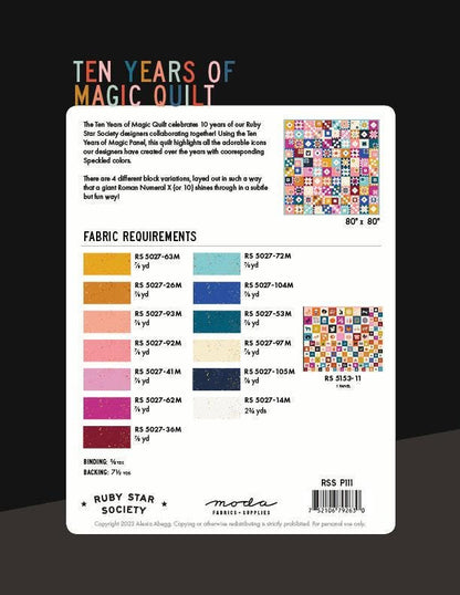 Ten Years of Magic Quilt Pattern by Ruby Star Society 10 Years Projects with Purpose