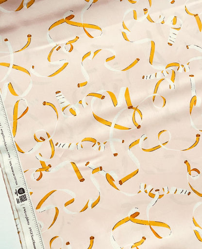Pink cotton with measuring tapes. Art Gallery Fabrics, Measure Twice Woven fabric, quilt fabric, Sold by Half Yard
