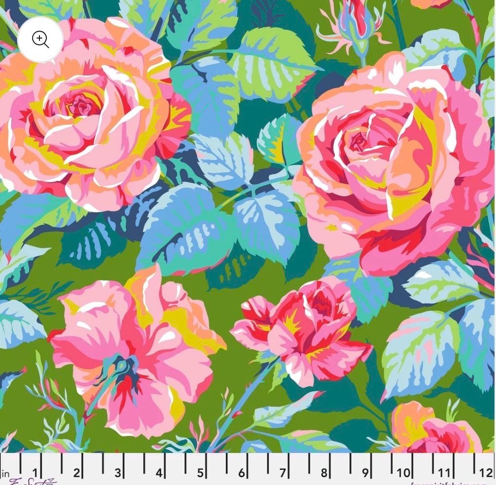 FreeSpirit - Stacy Peterson - Market Days - LG Rosey Outlook - Green - Sold by Half Yard