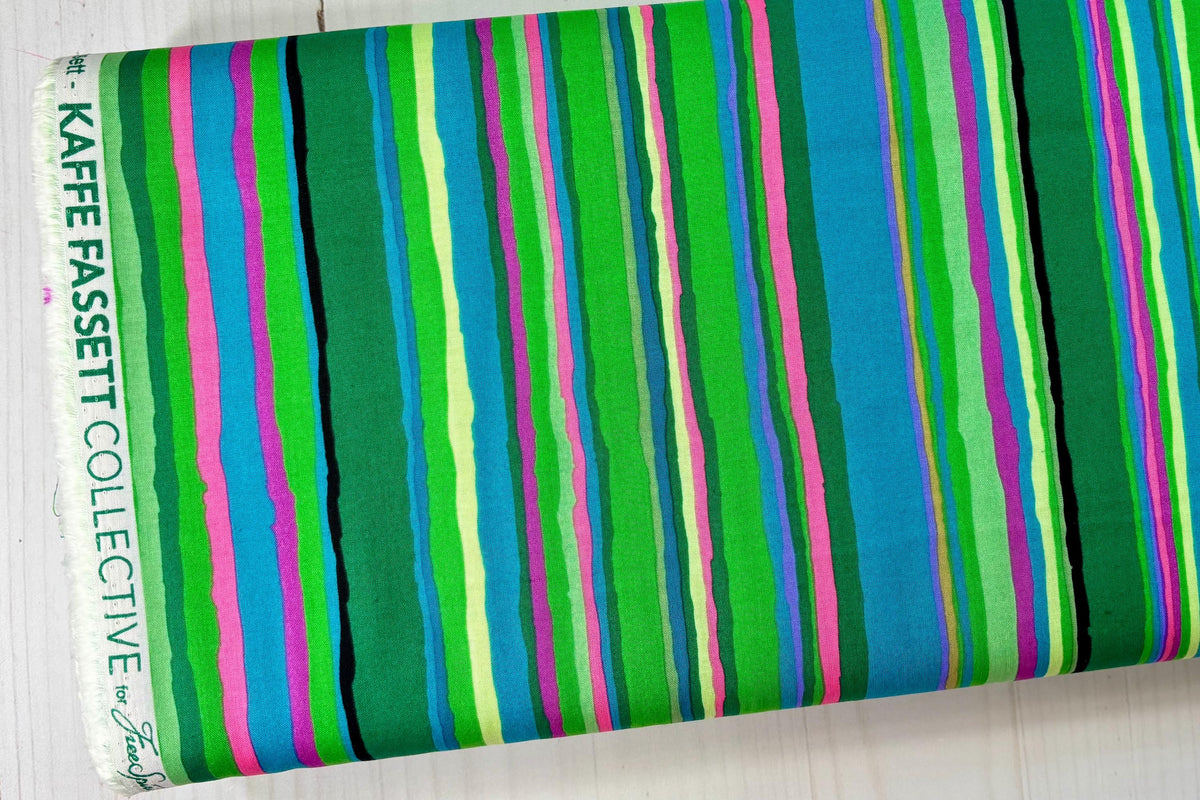 Echo Stripe in Green by Kaffe Fassett Collective 2026 Collection by FreeSpirit - Sold by Half Yard