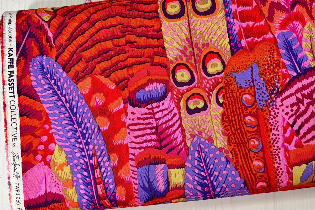 Feathers in Red from Kaffe Fassett Collective Classics Collection by FreeSpirit - Sold by the Half Yard