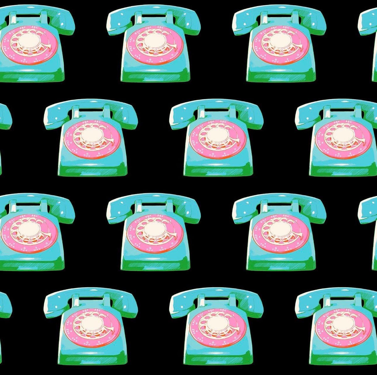 Ruby Star Society Retro Telephones Cotton Fabric – Novelty Print (Preorder)