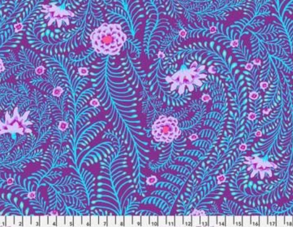 Kaffe Fassett, Ferns Purple, FreeSpirit, Cotton Fabric - Sold by the Half Yard
