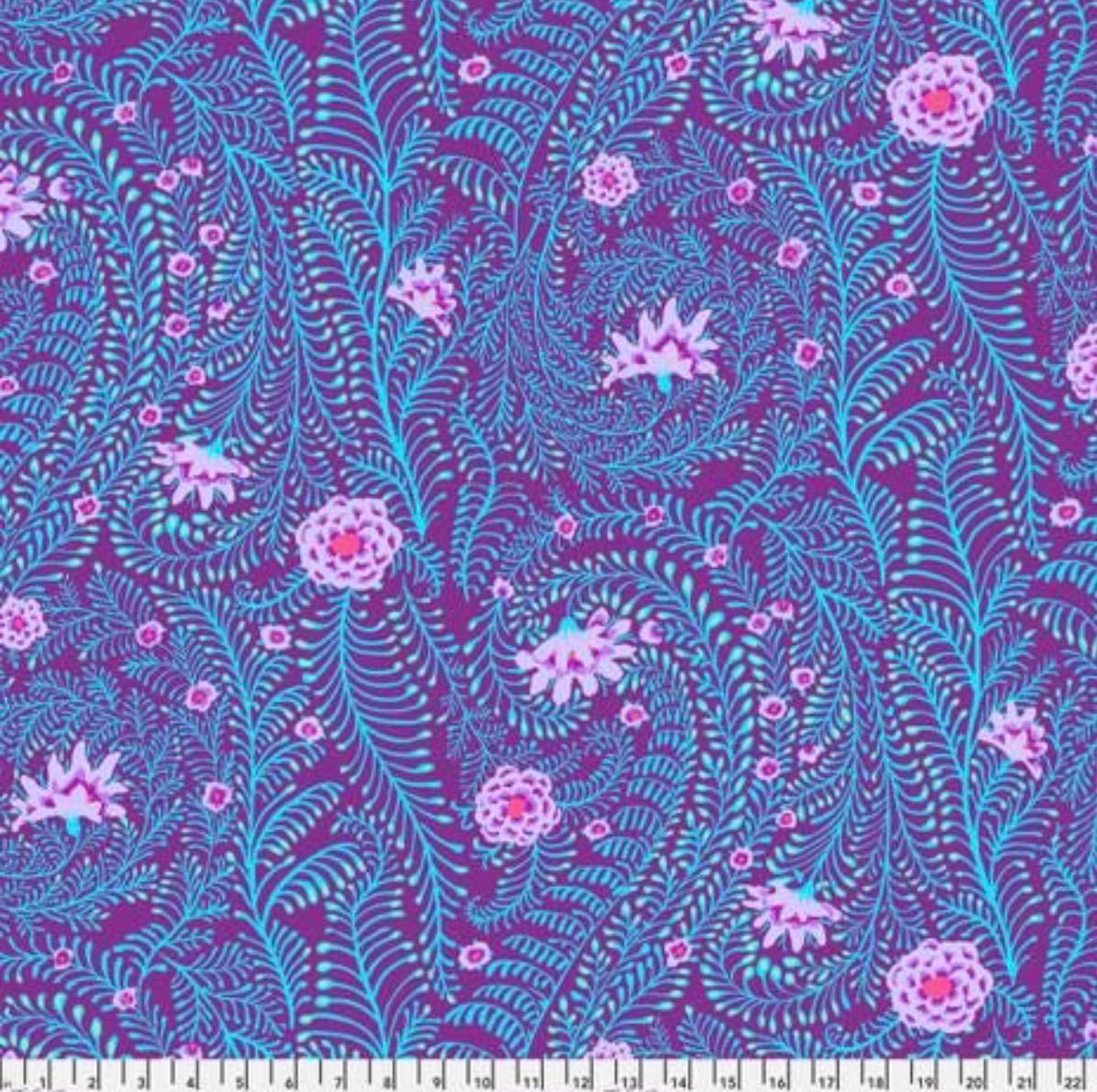 Kaffe Fassett, Ferns Purple, FreeSpirit, Cotton Fabric - Sold by the Half Yard