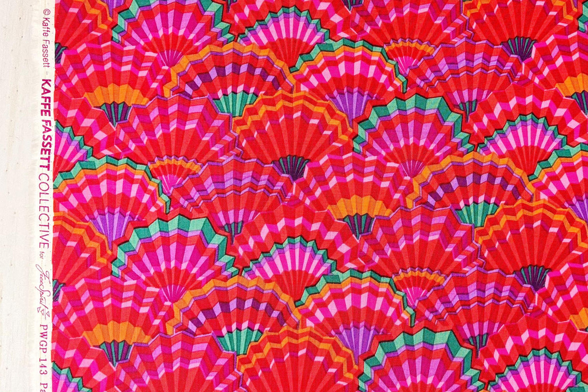 Paper Fans in Red from Kaffe Fassett Collective Stash Collection for Free Spirit Fabric - Sold by the Half Yard