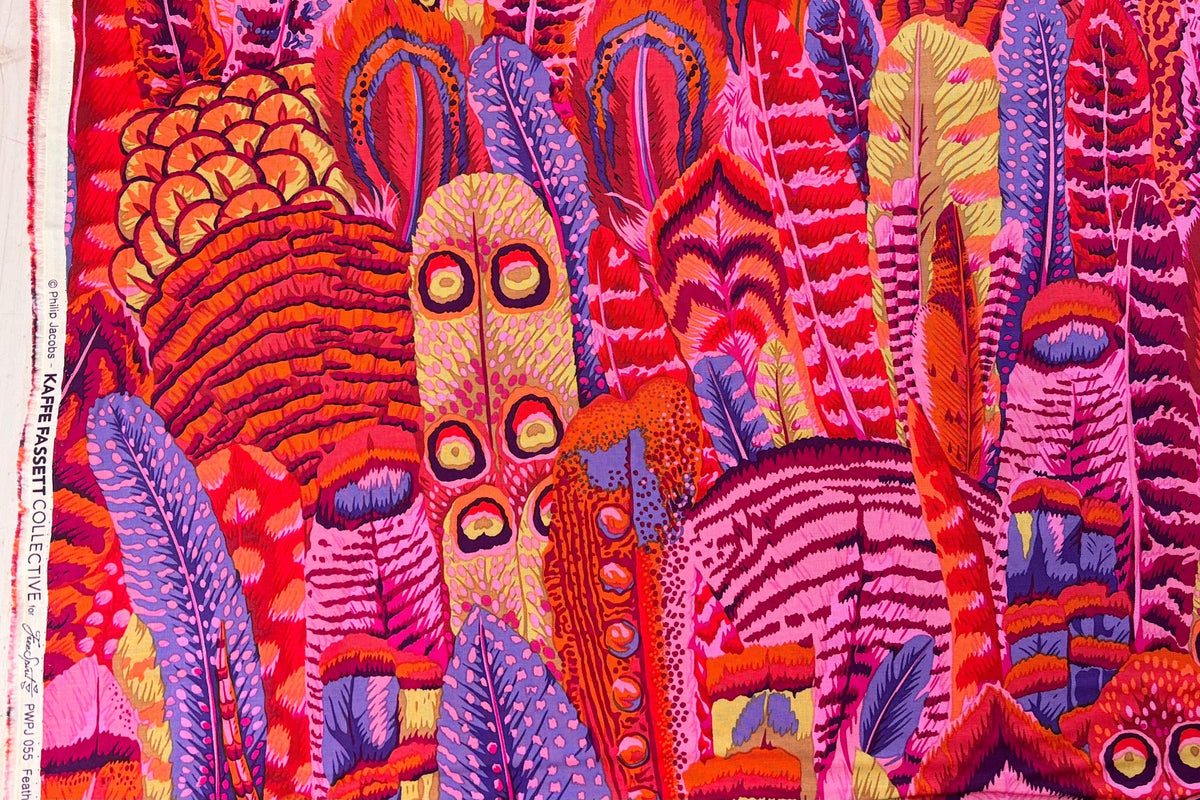 Feathers in Red from Kaffe Fassett Collective Classics Collection by FreeSpirit - Sold by the Half Yard