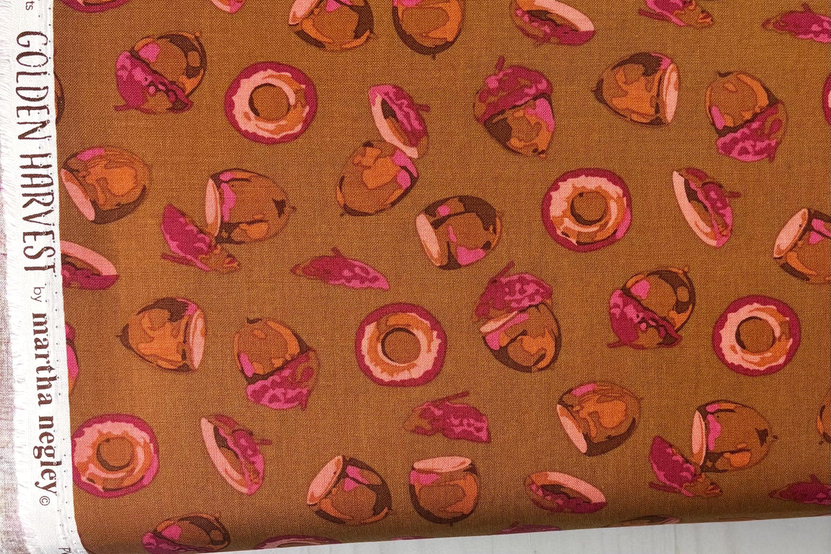 Martha Negley Golden Harvest, Acorn Harvest, FreeSpirit, Cotton Fabric, Sold by the Half Yard