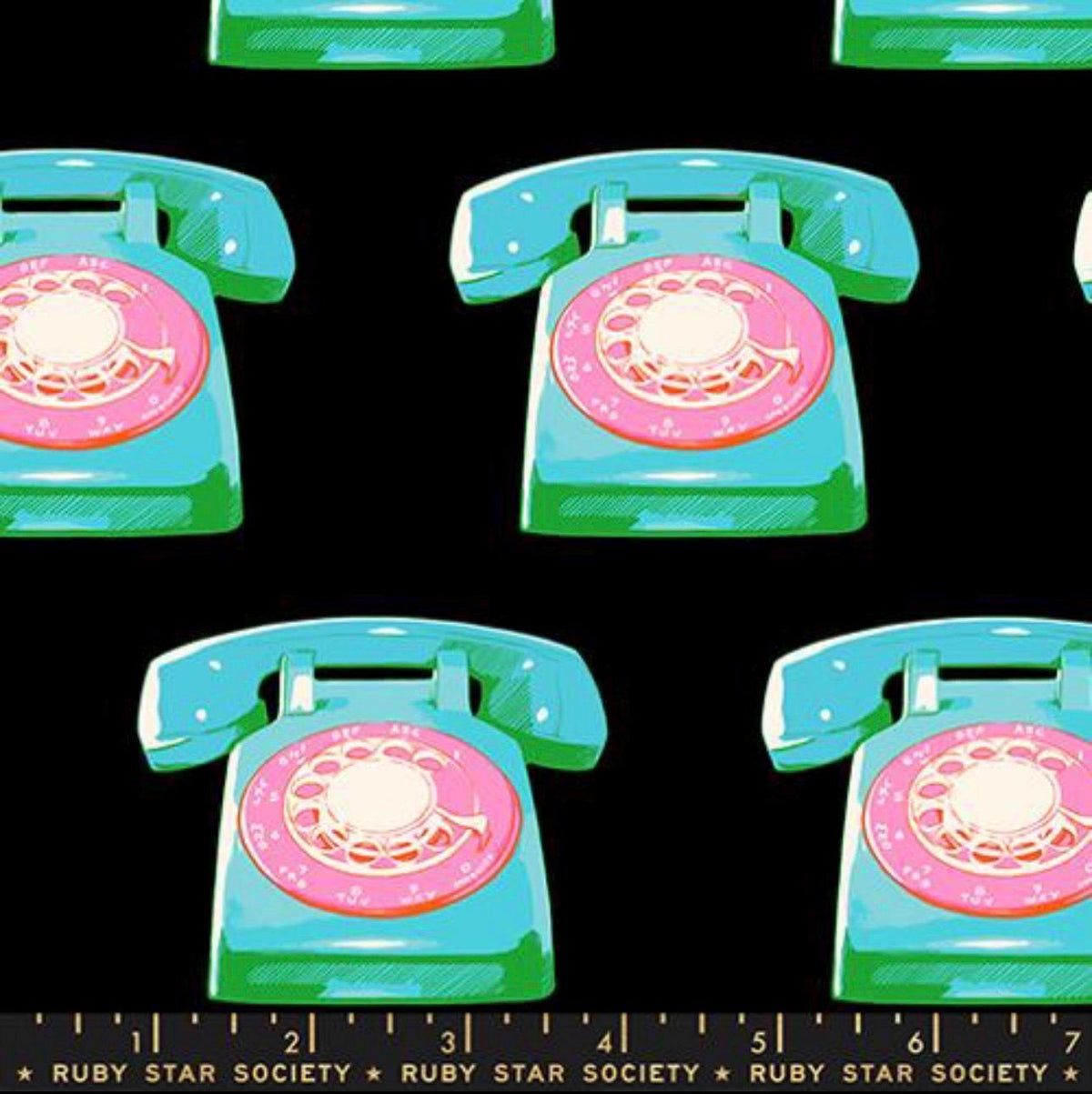 Ruby Star Society Retro Telephones Cotton Fabric – Novelty Print (Preorder)