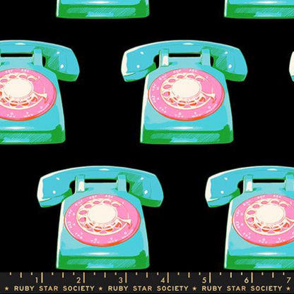 Ruby Star Society Retro Telephones Cotton Fabric – Novelty Print (Preorder)