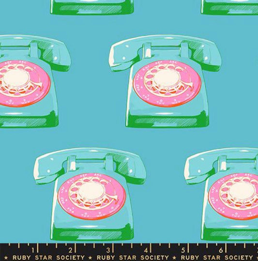 Preorder - Sparkle Mart Telephones Dark Turquoise Ruby Star Society RS0121 16 - Sold by the Half Yard