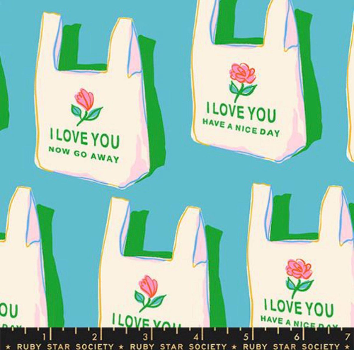 PREORDER - Sparkle Mart Have A Nice Day Turquoise Ruby Star Society RS0117 13 - Sold by the Half Yard