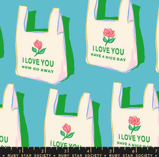 PREORDER - Sparkle Mart Have A Nice Day Turquoise Ruby Star Society RS0117 13 - Sold by the Half Yard