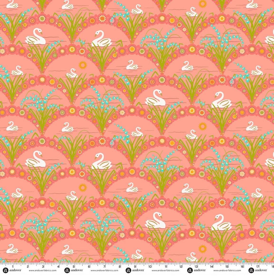 PRE-ORDER November 2026 || Menagerie by Alison Glass Swan Light Poppy - Sold by the Half Yard