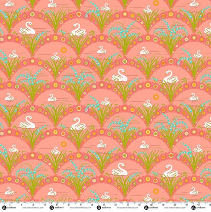 PRE-ORDER November 2026 || Menagerie by Alison Glass Swan Light Poppy - Sold by the Half Yard