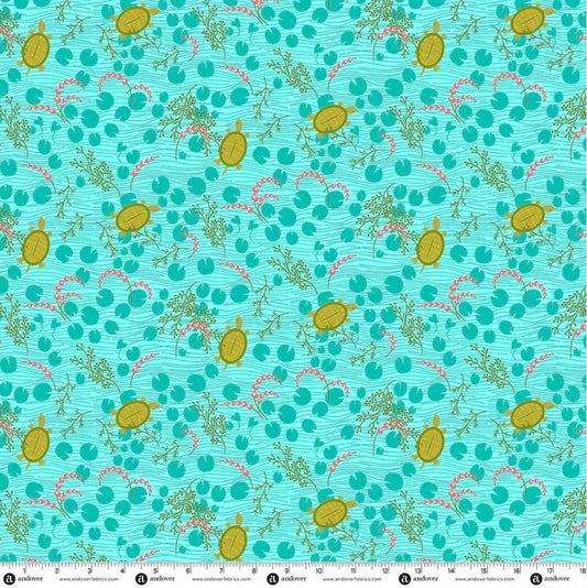 PRE-ORDER November 2026 || Menagerie by Alison Glass Turtle Light Aqua - Sold by the Half Yard