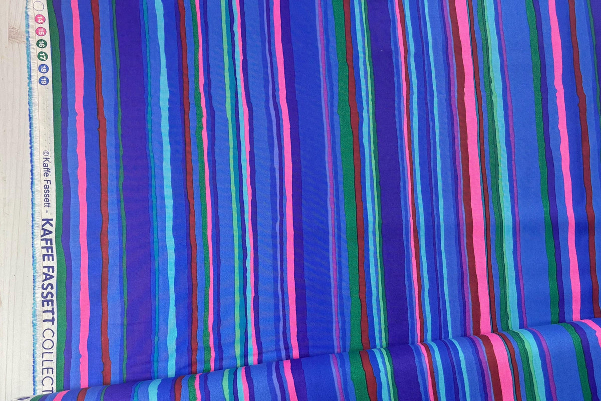 Echo Stripe - Blue - by Kaffe Fassett For Free Spirit Fabrics - Sold by Half Yard