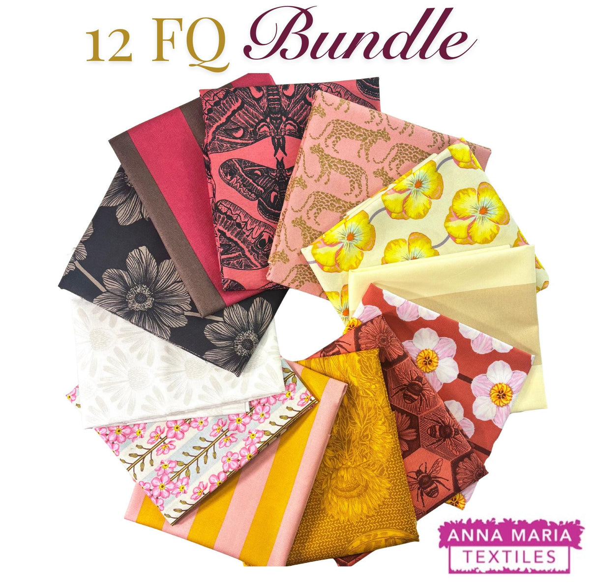 12 Fat Quarter Bundle - Anna Maria Curated Bundle - Tango and Iconic
