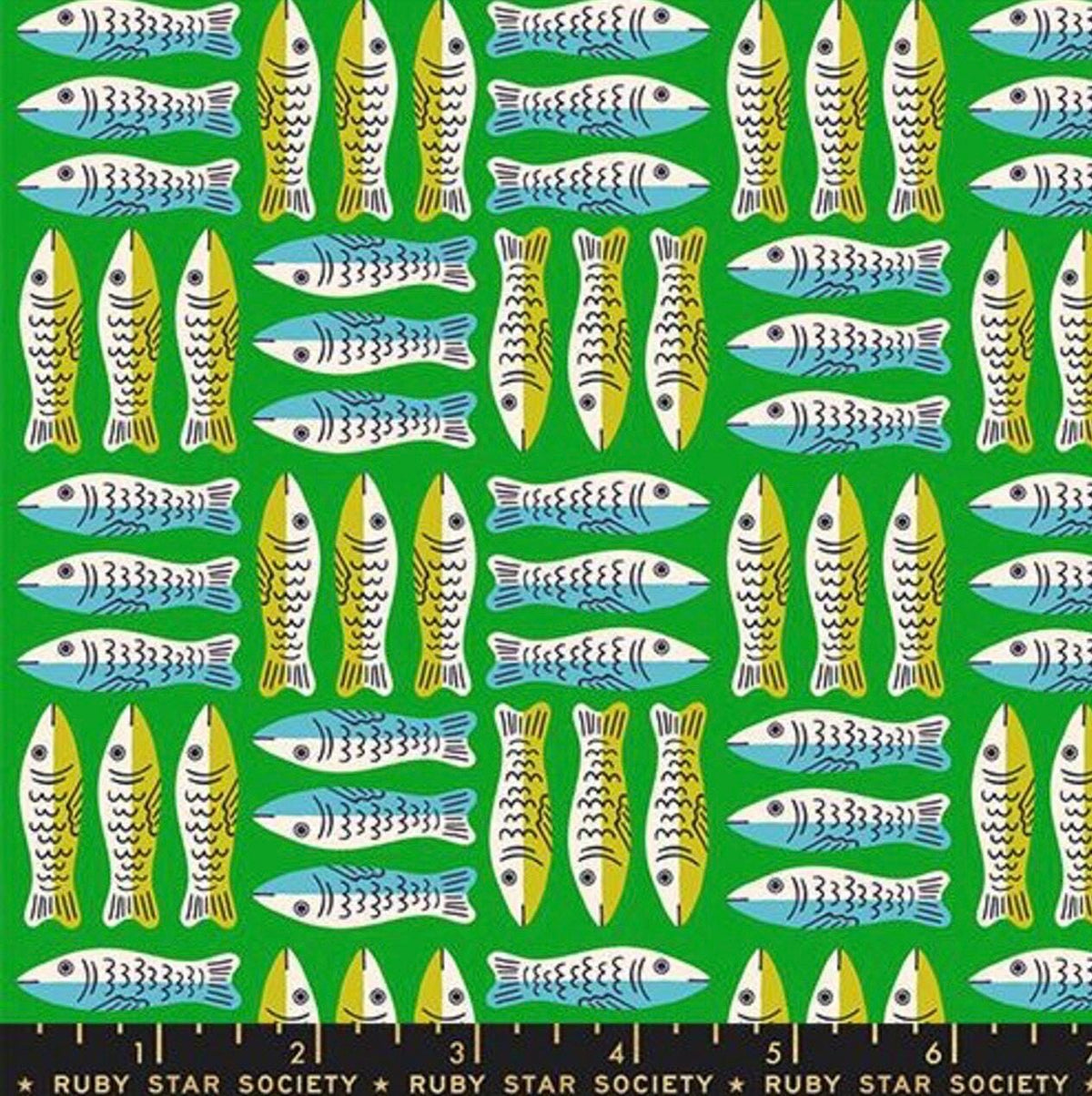 PRE-ORDER, Alexia Abegg 1-800-Calico Verdant RS4168-14, Ruby Star for Moda Fabric, Sardines Fish, 100% Cotton, October 2026 - Half Yard