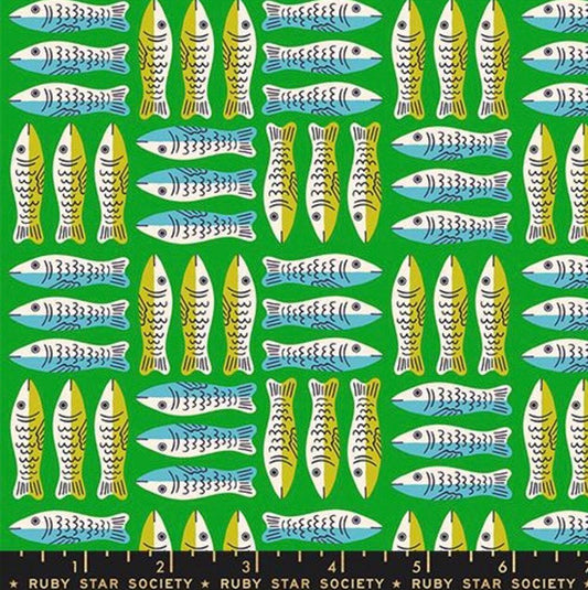 PRE-ORDER, Alexia Abegg 1-800-Calico Verdant RS4168-14, Ruby Star for Moda Fabric, Sardines Fish, 100% Cotton, October 2026 - Half Yard