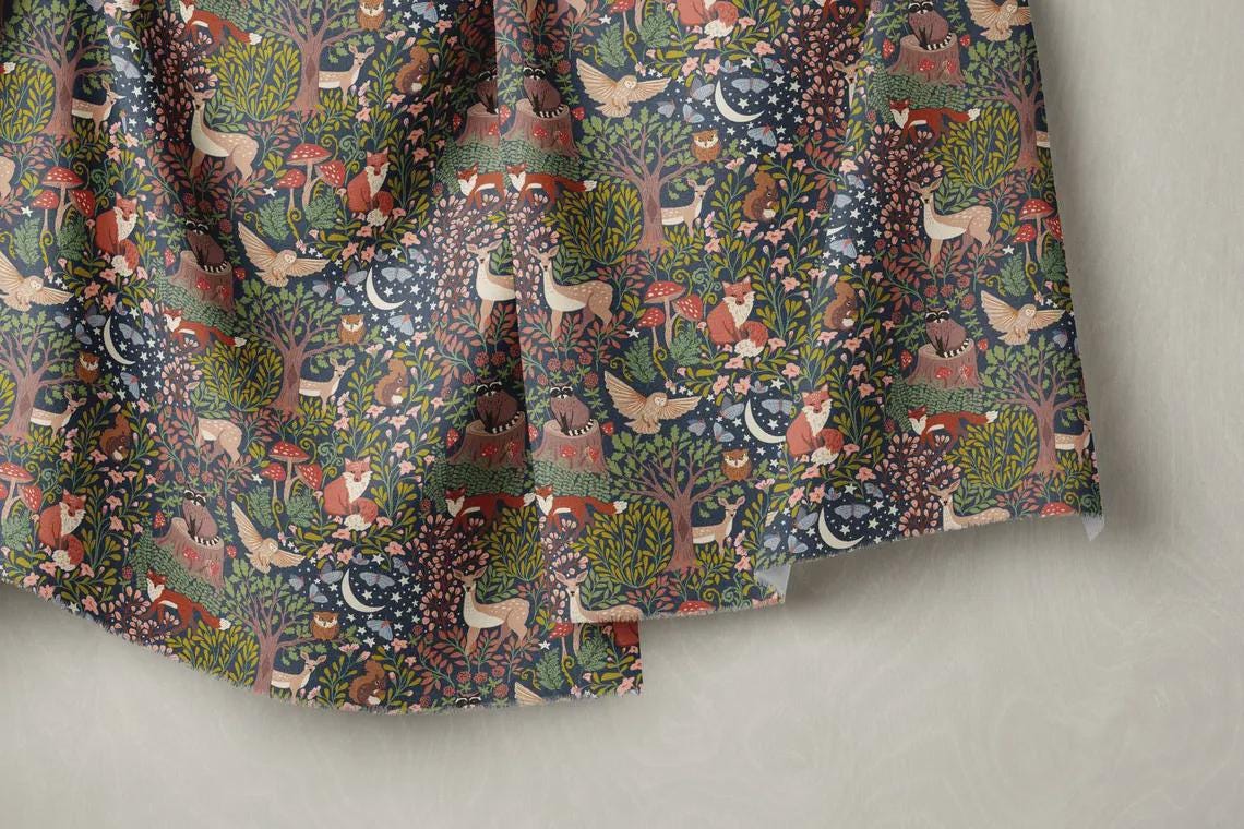Enchanted, Under the Canopy, Woodland Animals by Monaluna, Windham Fabric, Organic Cotton, Sold by the Half Yard