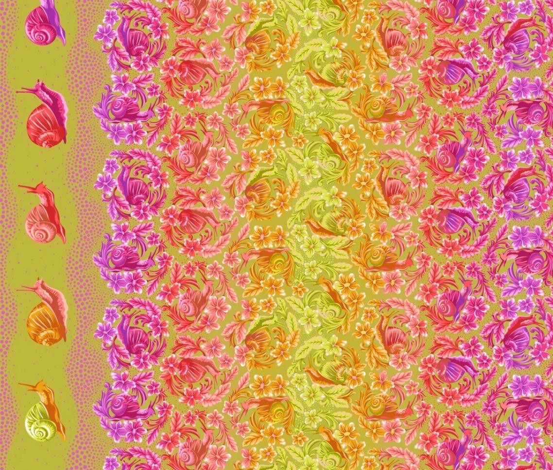 PRE-ORDER, Tula Pink Down to Earth, Snailed it! in Afterglow, FreeSpirit Fabrics, 100% Cotton, March 2027 Release