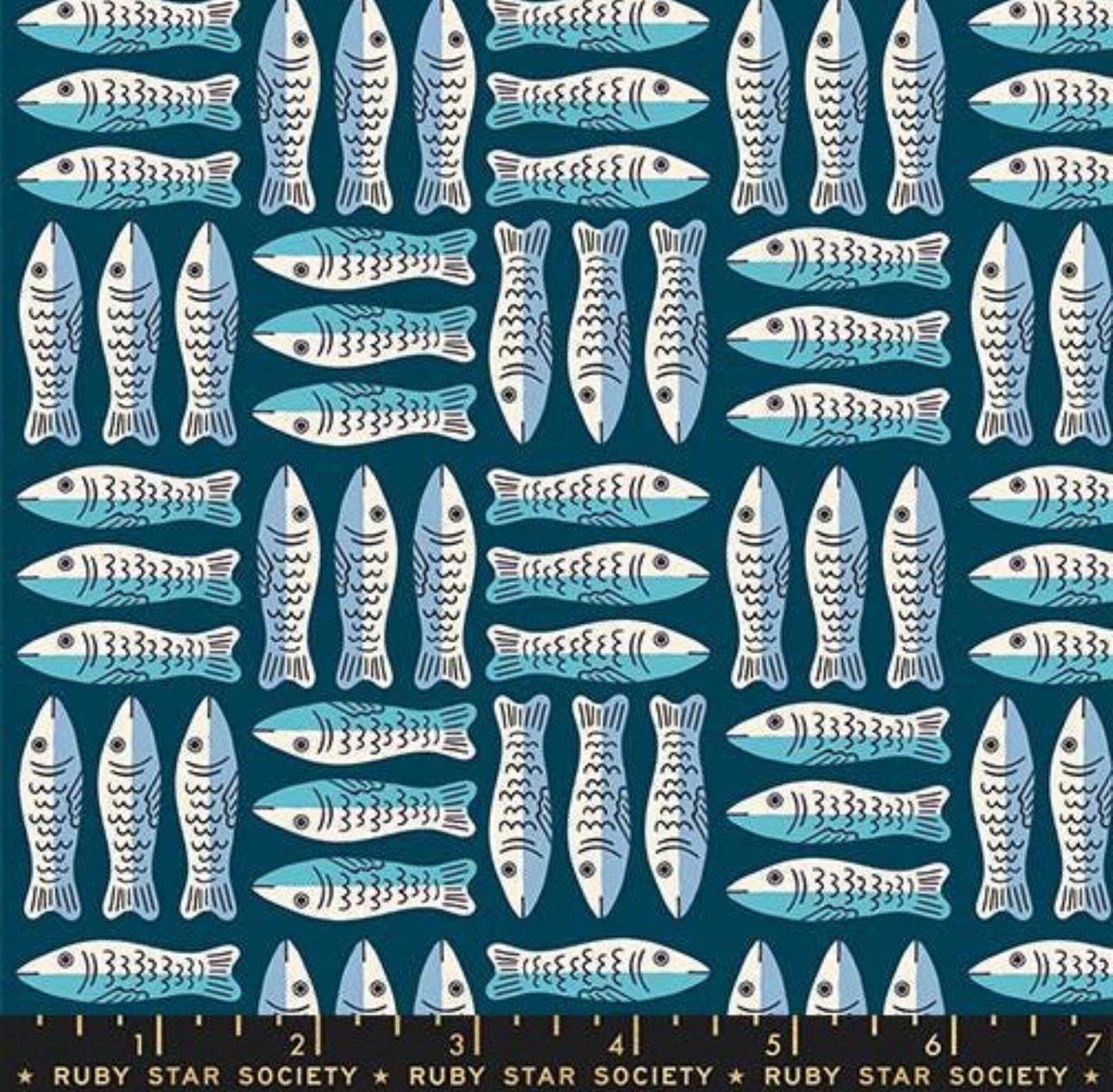 PRE-ORDER, Alexia Abegg 1-800-Calico Galaxy RS4168-15, Ruby Star for Moda Fabric, Sardines Fish, 100% Cotton, October 2026 - Sold Half Yard