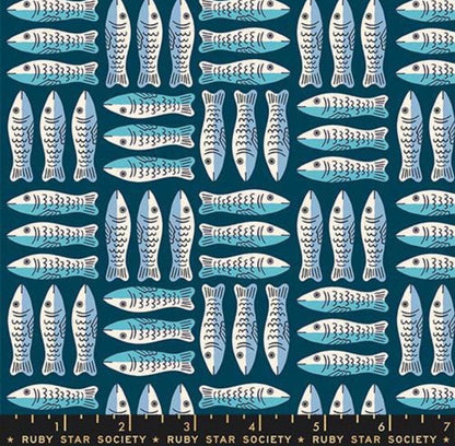 PRE-ORDER, Alexia Abegg 1-800-Calico Galaxy RS4168-15, Ruby Star for Moda Fabric, Sardines Fish, 100% Cotton, October 2026 - Sold Half Yard