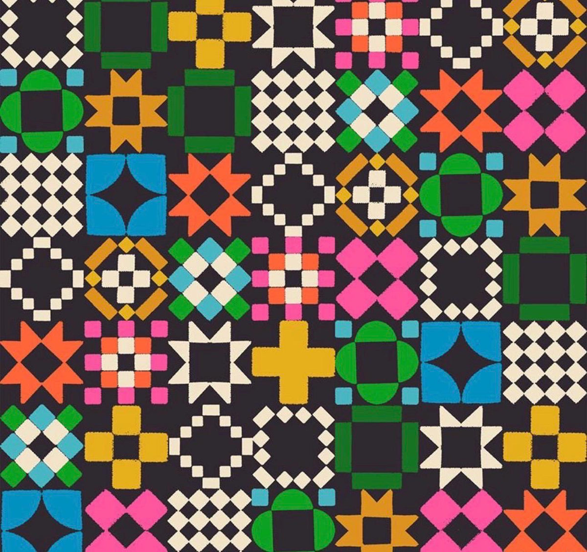 Soft Black Multi Patchwork Quilty as Charged | 1-800-NOTIONS Ruby Star Society for Moda | Sold by the Half Yard