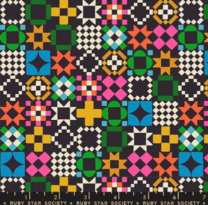 Soft Black Multi Patchwork Quilty as Charged | 1-800-NOTIONS Ruby Star Society for Moda | Sold by the Half Yard