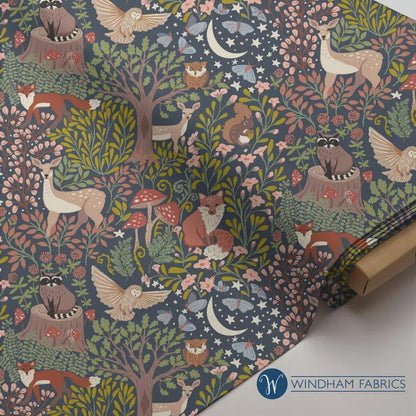 Enchanted, Under the Canopy, Woodland Animals by Monaluna, Windham Fabric, Organic Cotton, Sold by the Half Yard
