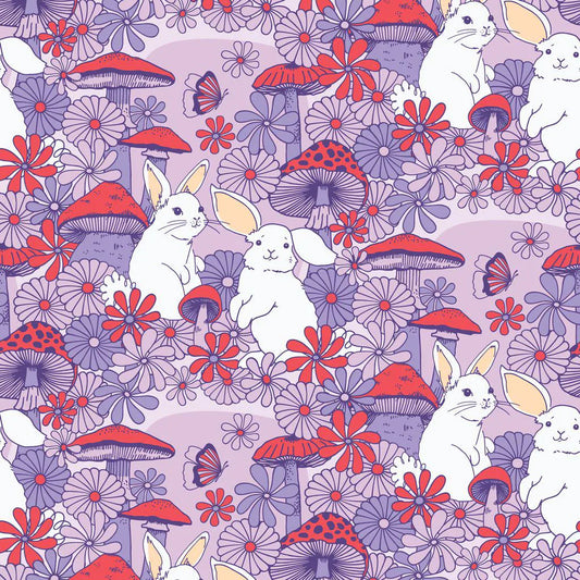 PREORDER Dec 26 | Forest Friends by The Good Twin | Mushroom Bunnies 228665 by Cloud9 | Sold by Half Yard