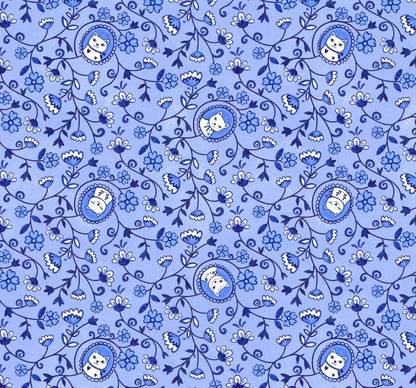 Chateau Meow | Purry Portraits - Sky by Whistler Studios for Windham Fabrics | 55343-2 | Quilting Cotton by the Half Yard