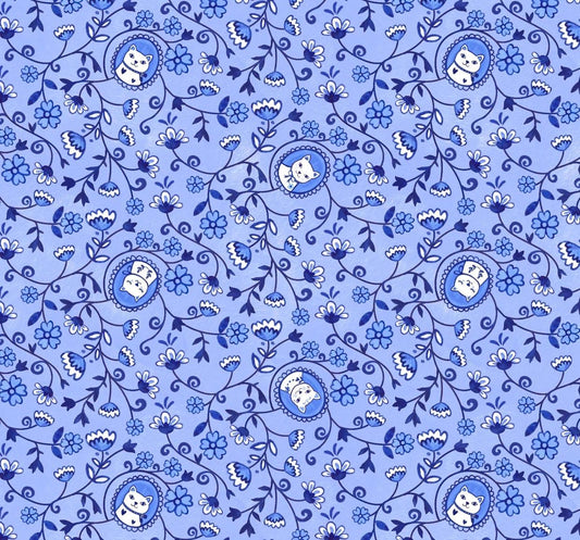 Chateau Meow | Purry Portraits - Sky by Whistler Studios for Windham Fabrics | 55343-2 | Quilting Cotton by the Half Yard