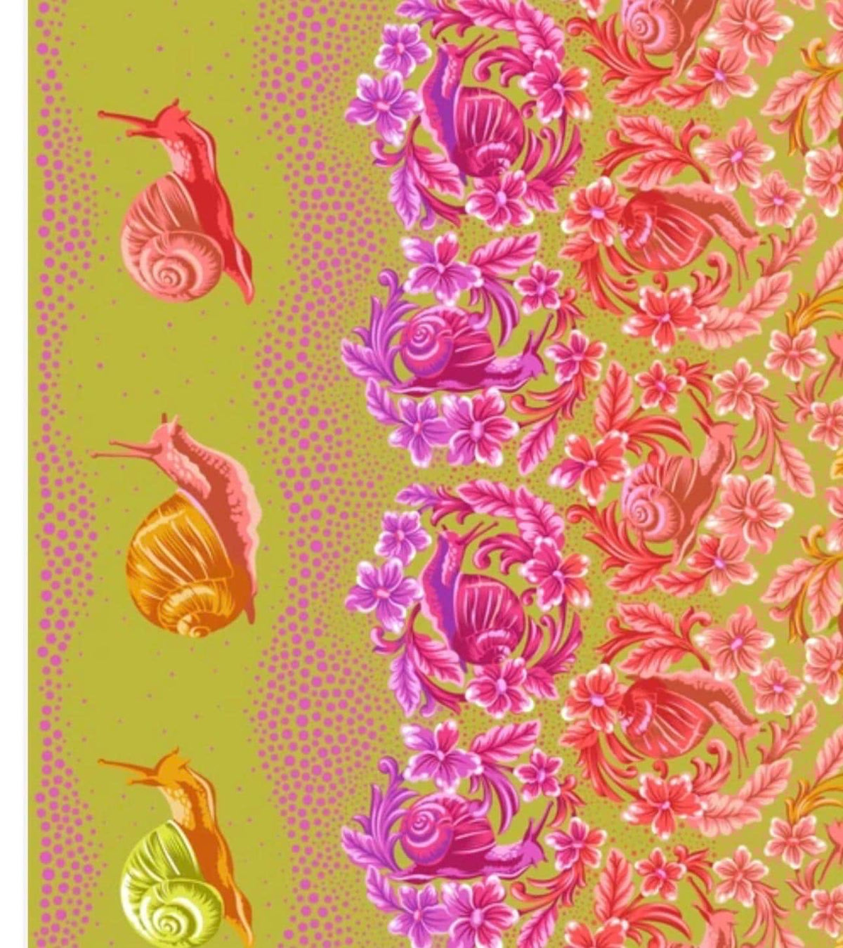 PRE-ORDER, Tula Pink Down to Earth, Snailed it! in Afterglow, FreeSpirit Fabrics, 100% Cotton, March 2027 Release