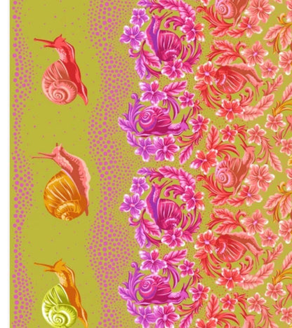 PRE-ORDER, Tula Pink Down to Earth, Snailed it! in Afterglow, FreeSpirit Fabrics, 100% Cotton, March 2027 Release
