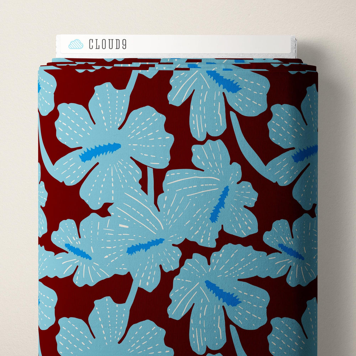 PREORDER Dec 26 | Folka Hibiscus | Burgundy/Blue 229904 by Cloud9 | Sold by Half Yard